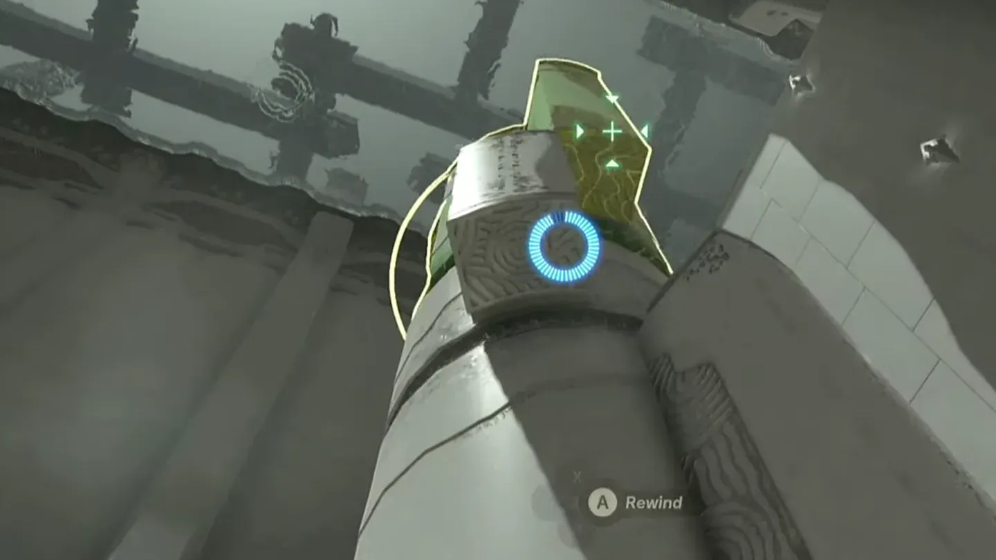 Recall locked onto the top section of the pillar high above