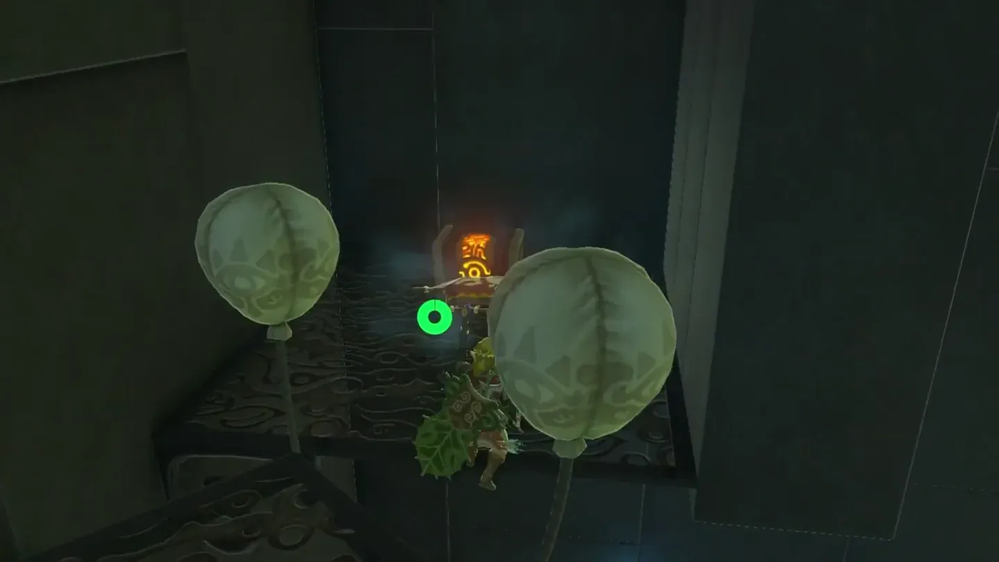 Link opening a chest in the corner by the back wall
