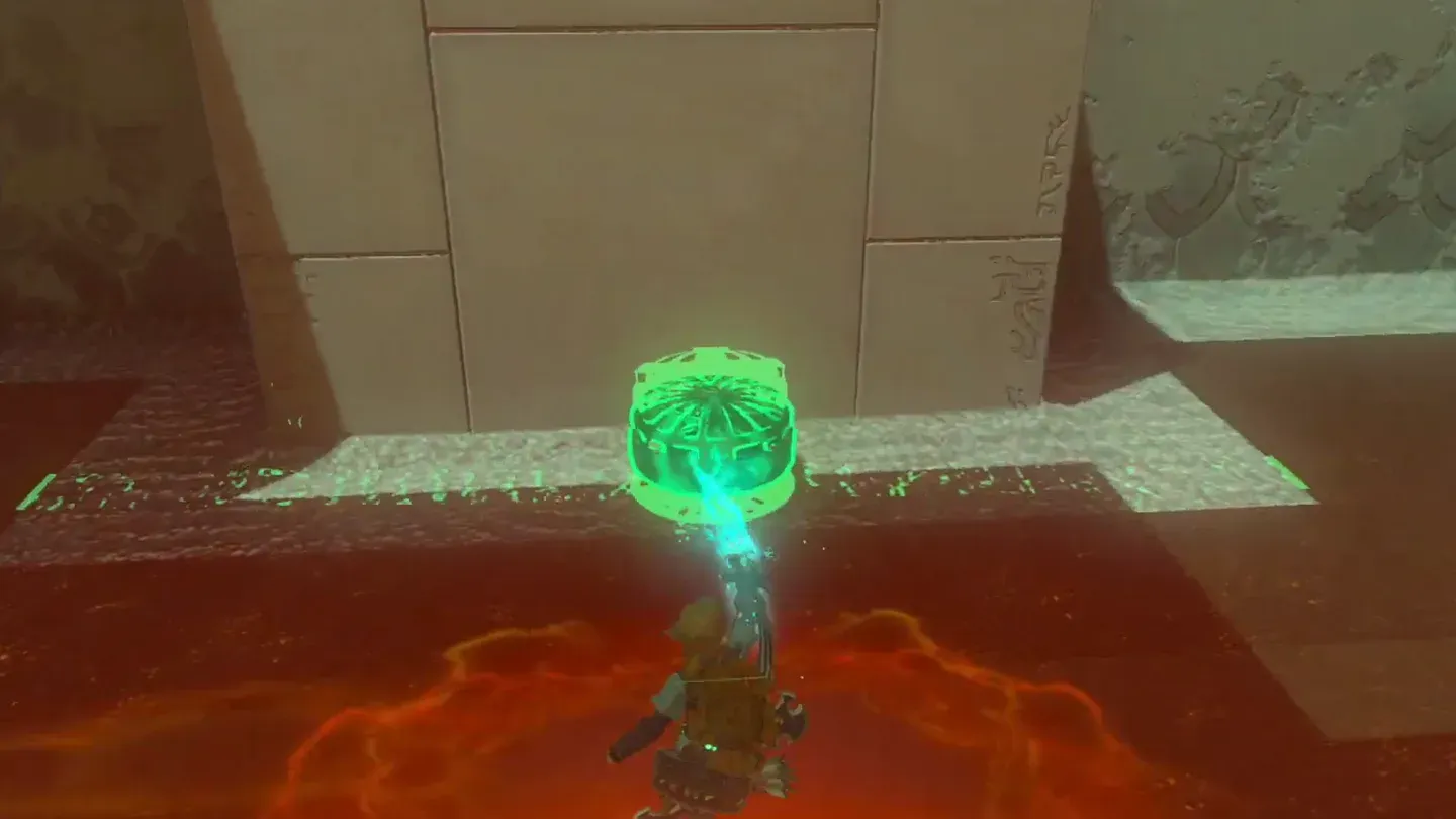Ultrahand laying a fan flat at the base of the pillar