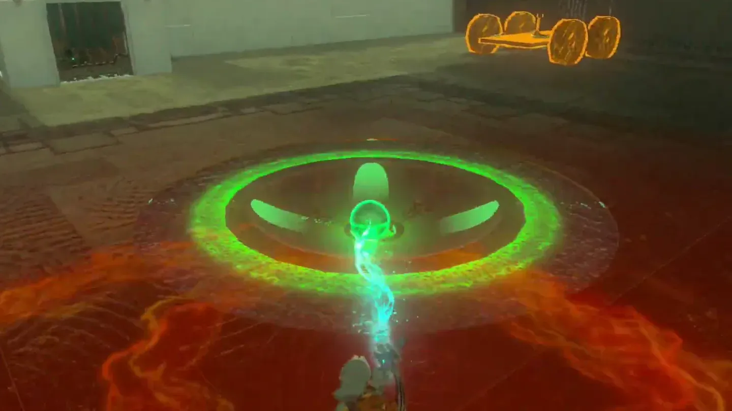 Ultrahand lowering the orb into the orange ring
