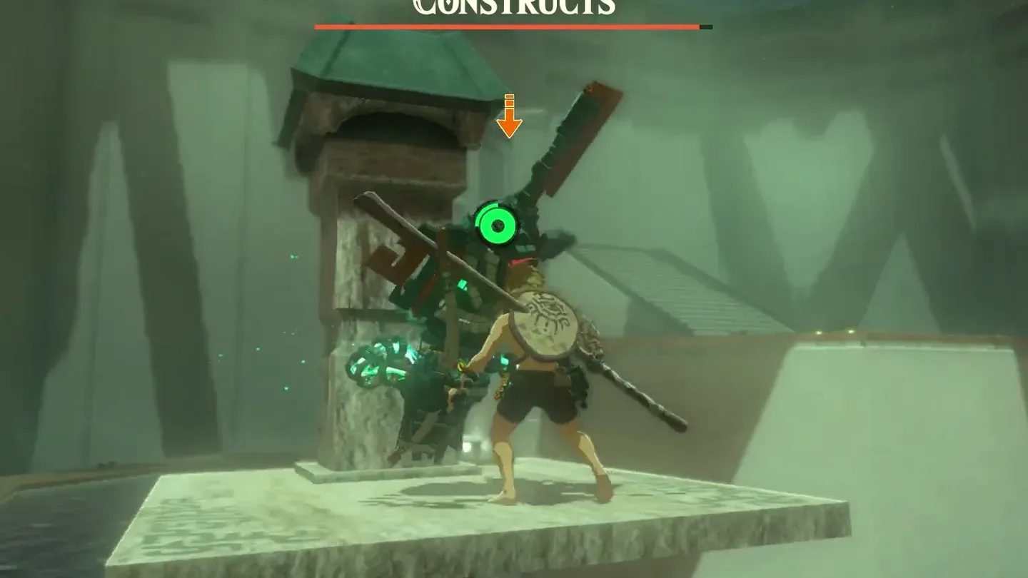 Ultrahand grabbing the tower as the Construct stands on it