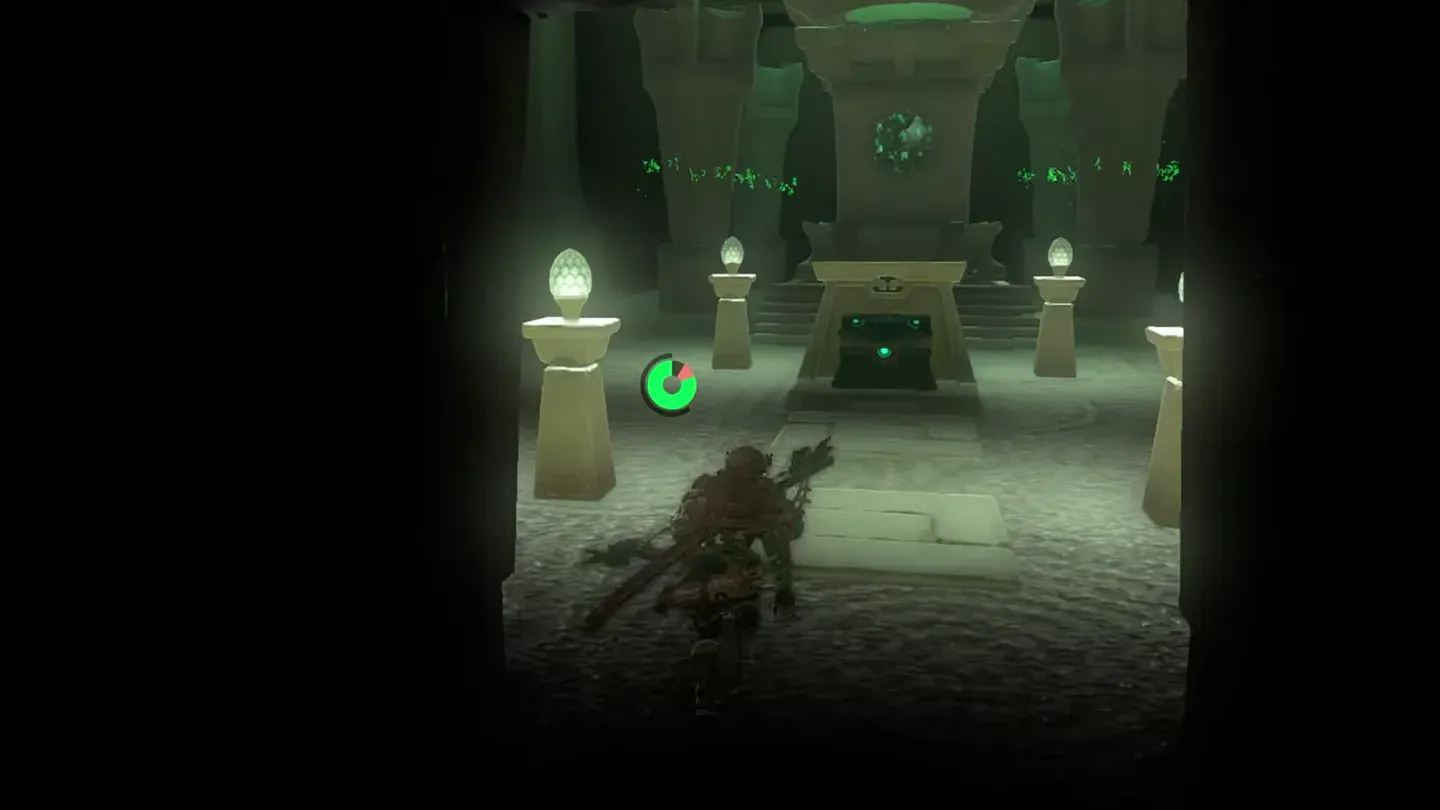 Link walking into the altar room toward the chest