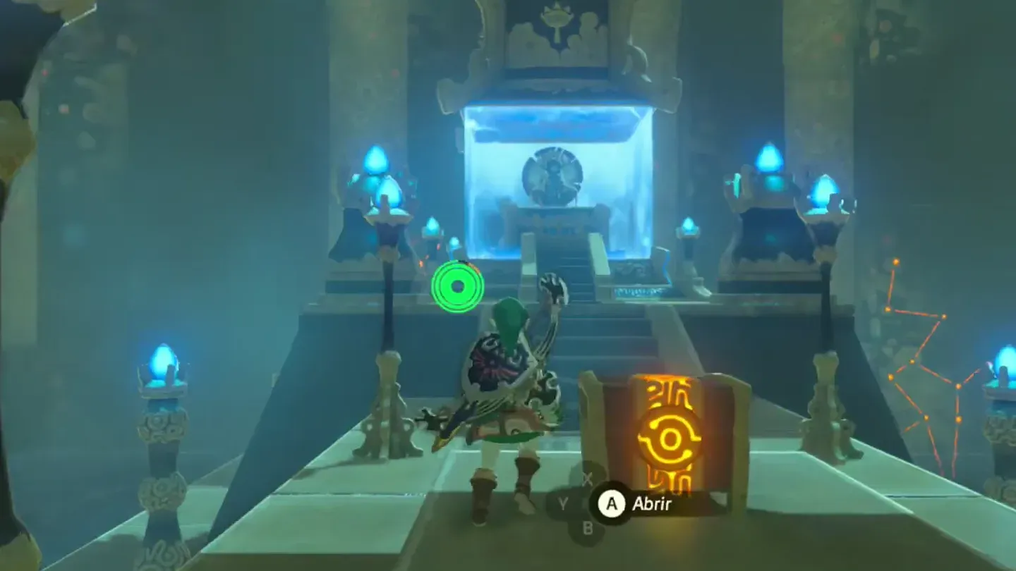 Link beside the treasure chest on the path to the monk