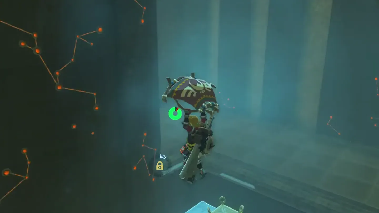 Link flung into the air and opening his paraglider