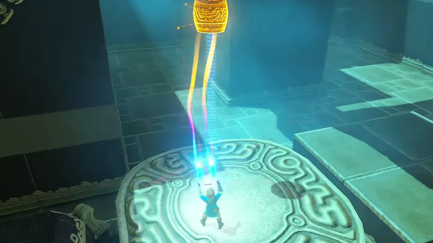 Link lifting the barrel off the scale with Magnesis