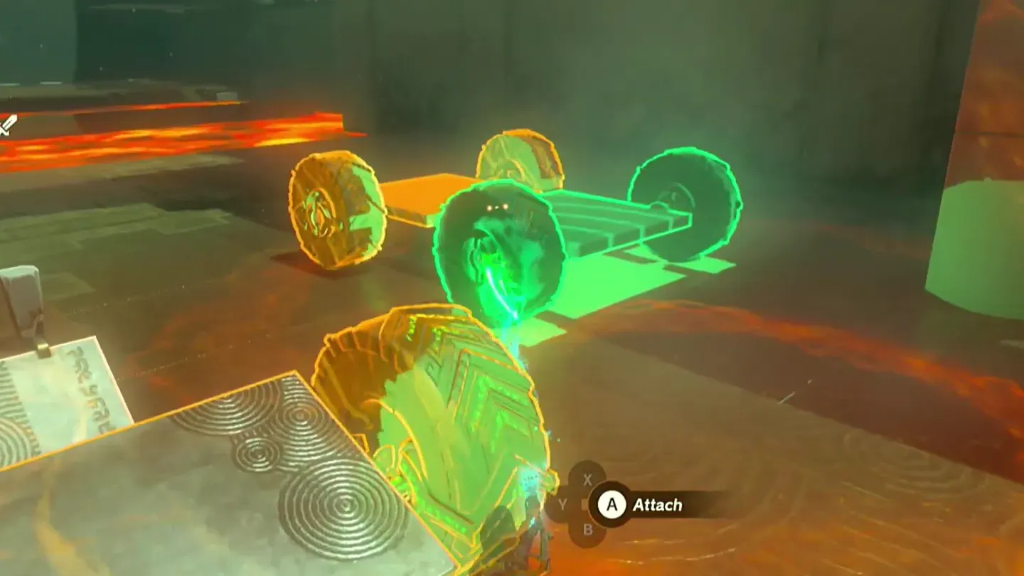 Ultrahand sticking one wheeled cart onto another
