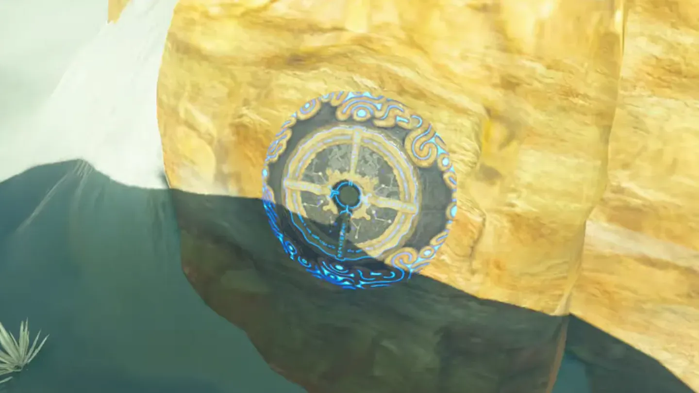 The pedestal glowing blue with a shadow over its core