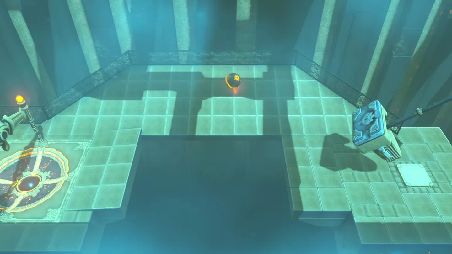 The Ancient Orb flying over the gap in the second puzzle