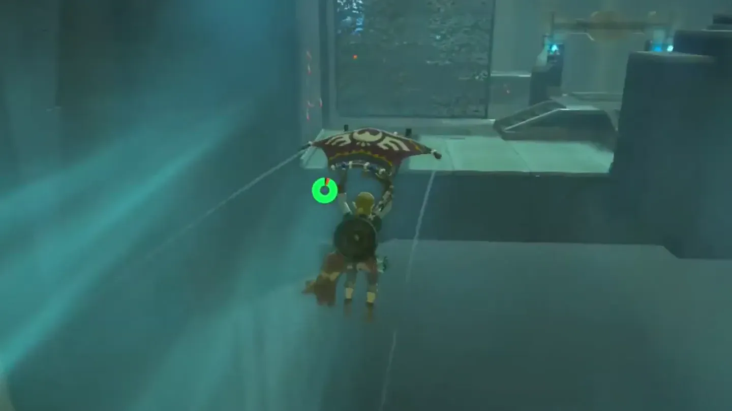 Link gliding along a wind current across the room