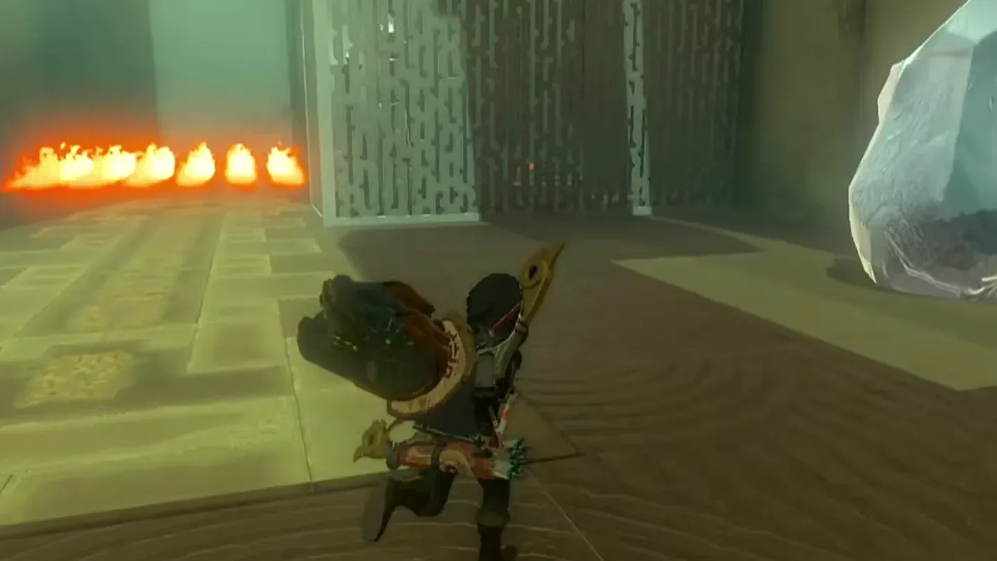 The second ice block sitting against the wall
