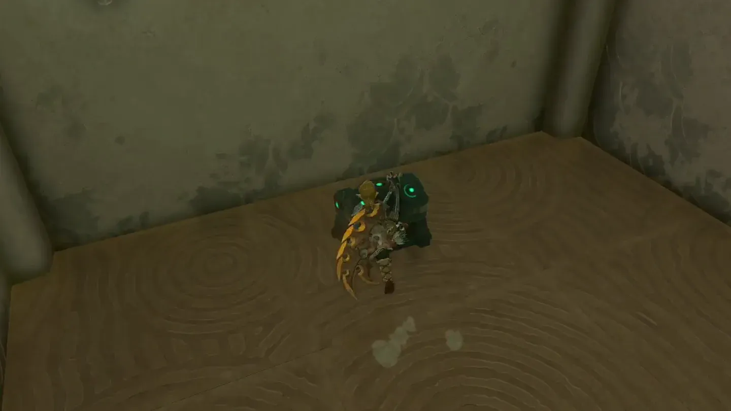 Link opening the chest across the gap