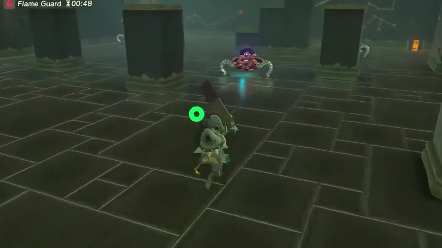 A Guardian Scout approaching Link in the chamber