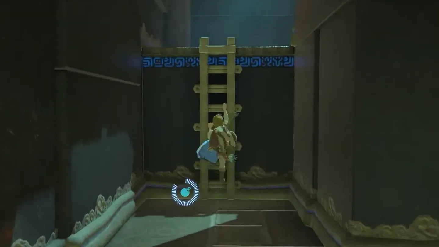 Link climbing the ladder beyond the cleared left branch