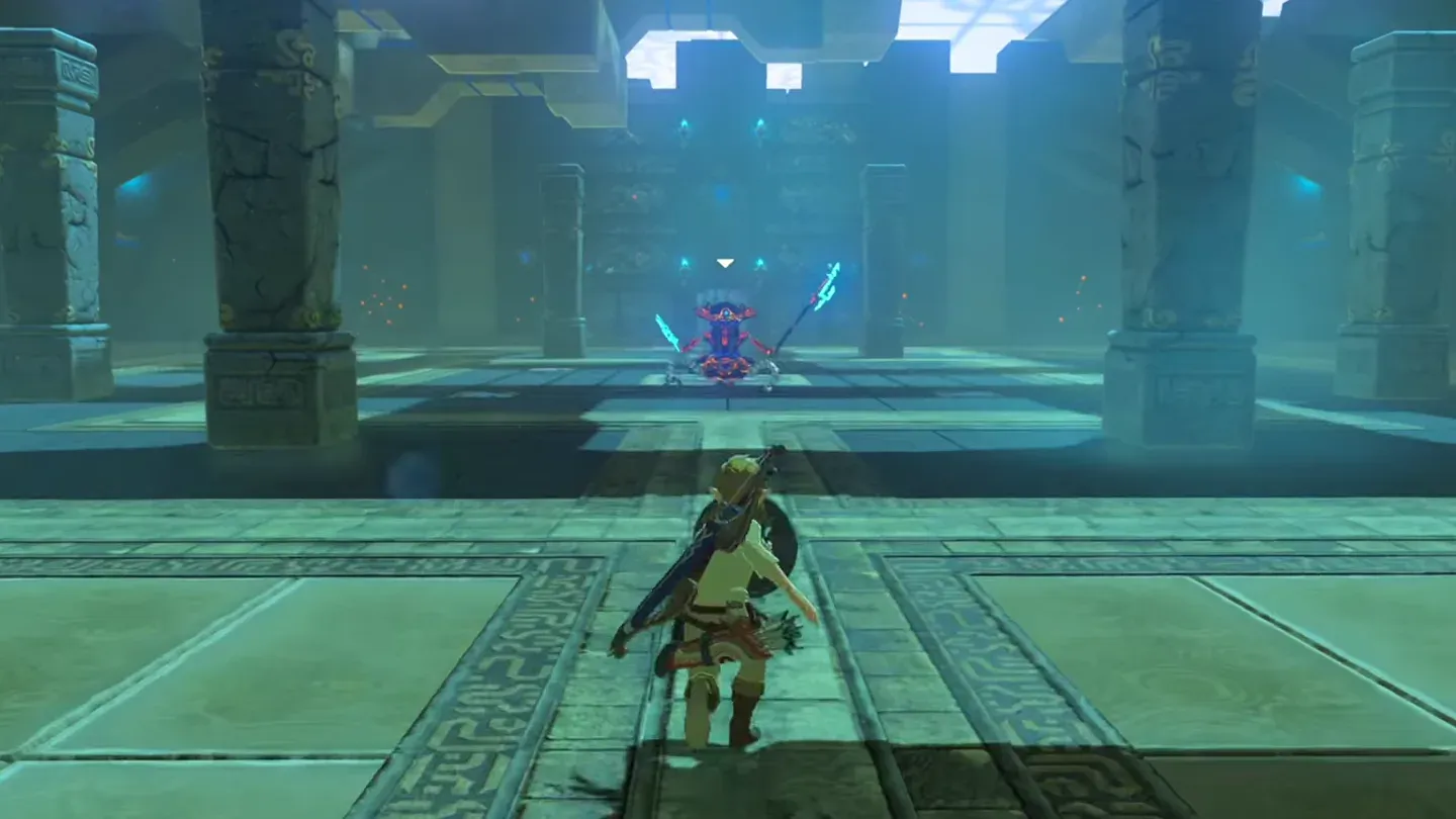 A Guardian Scout at the far end of the large chamber