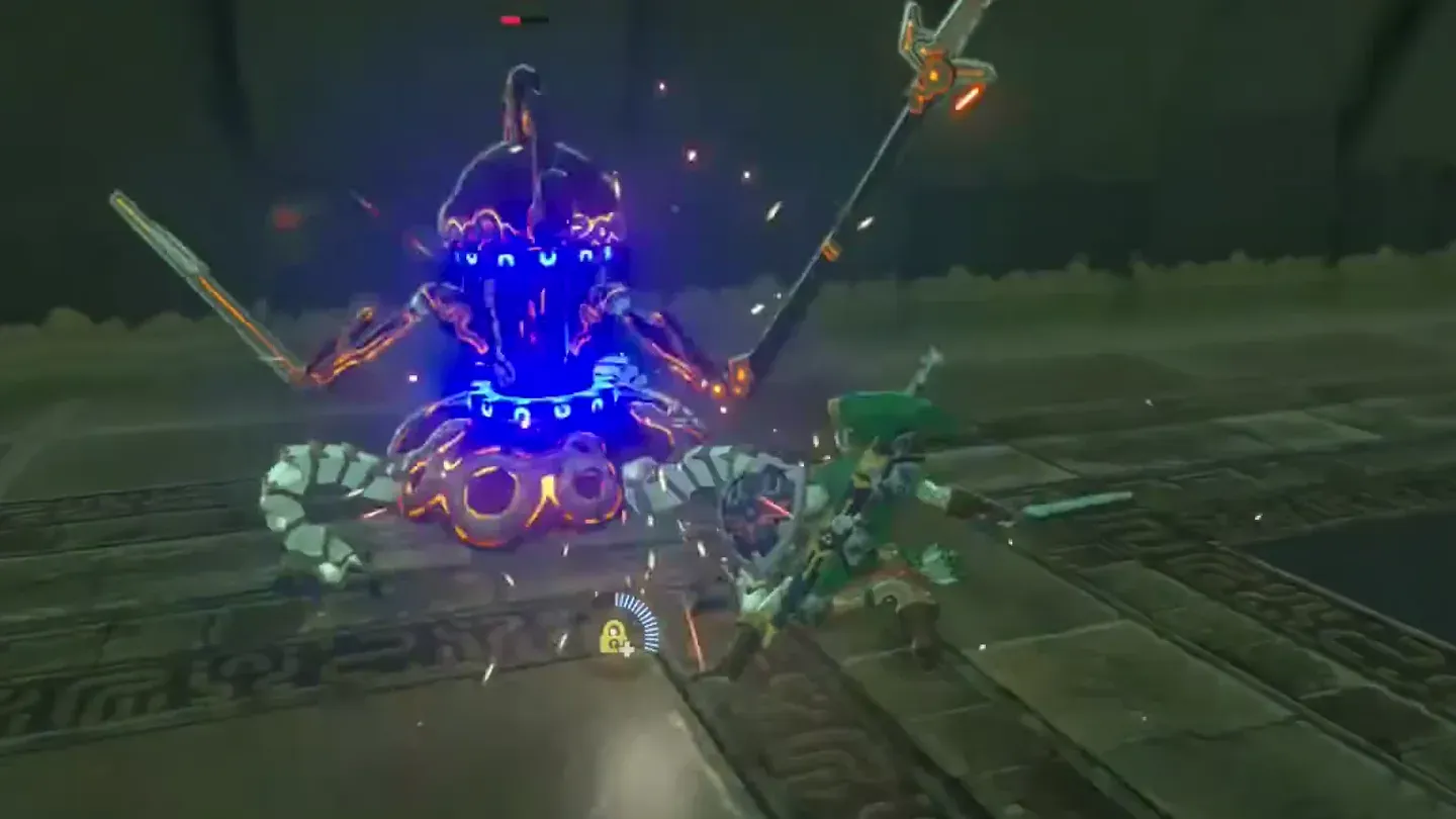 Link counterattacking the Guardian Scout at close range