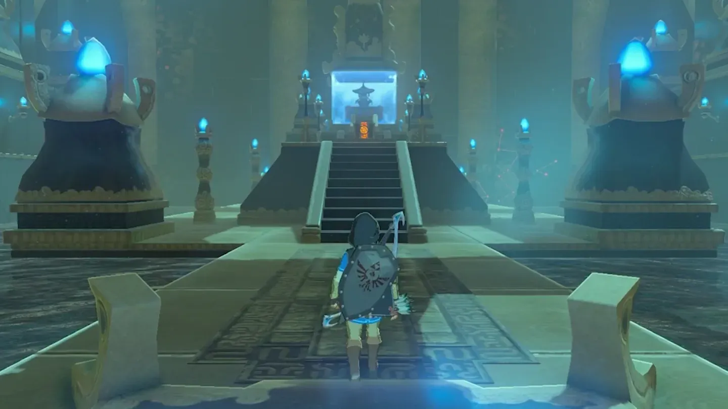The straight path inside the shrine leading to the monk