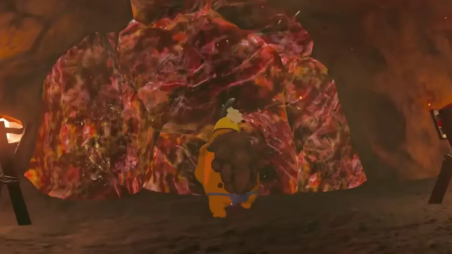Gonguron smashing through the rubble wall