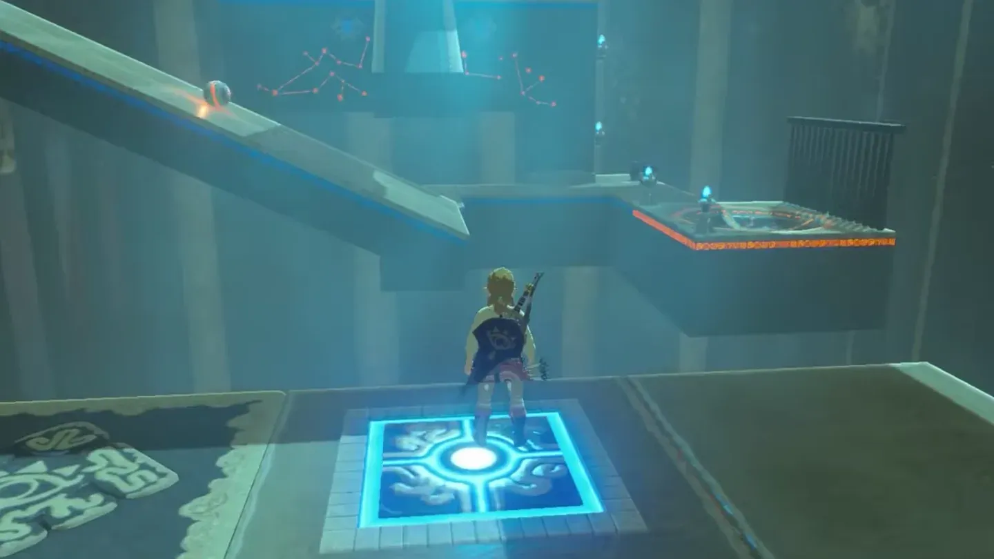 Link on the last switch while the ball rolls down the ramp