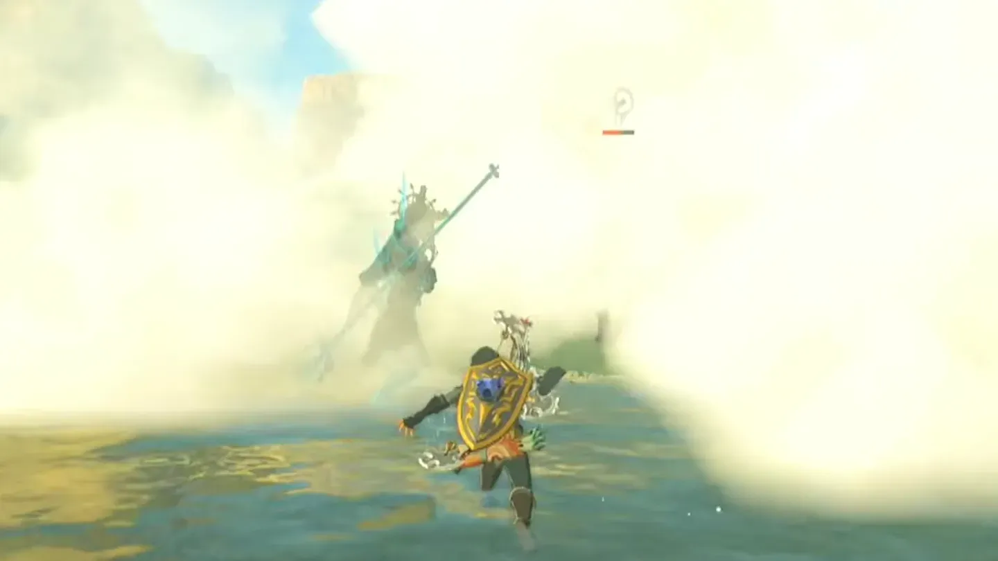 A Lynel in a cloud of smoke with a question mark over it