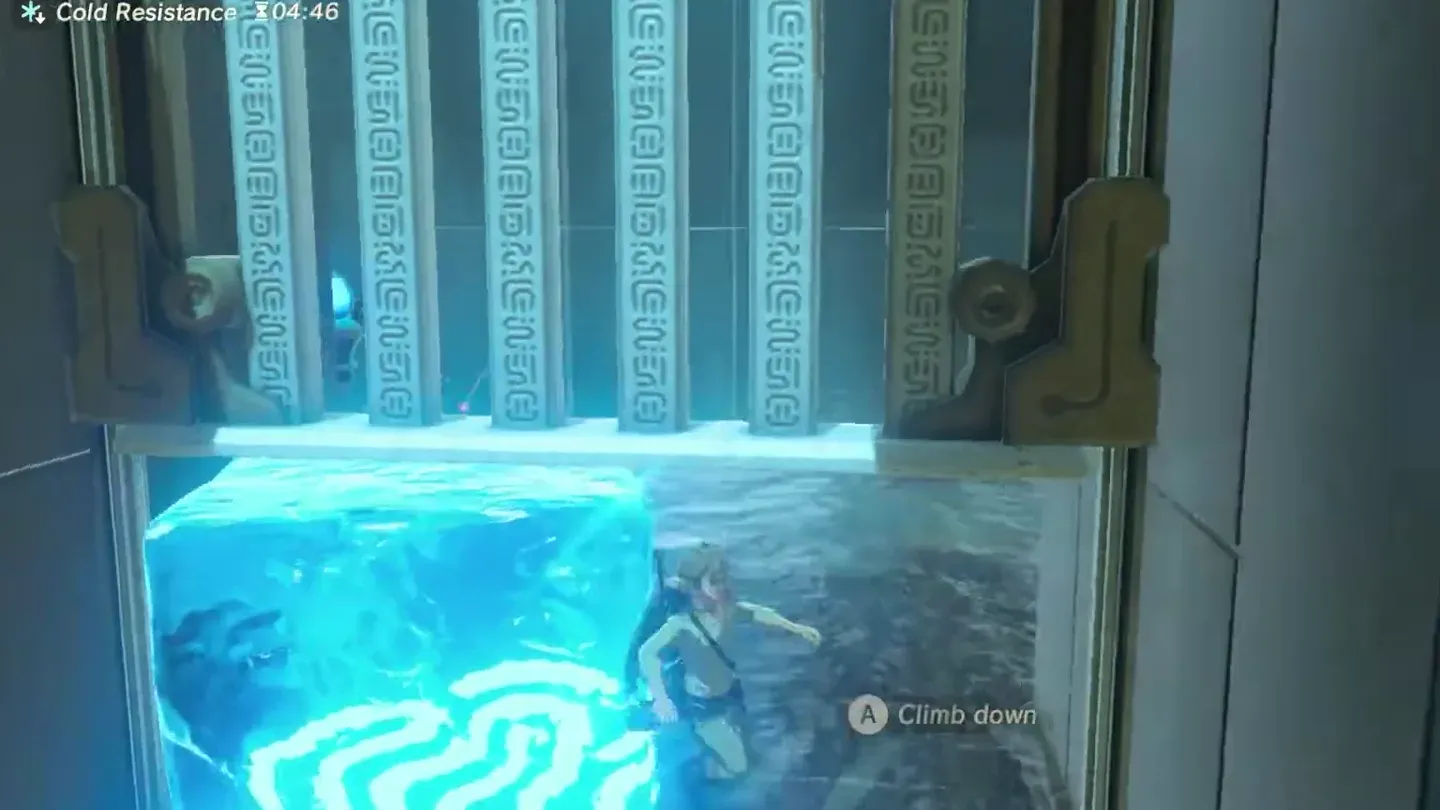 The gate lifted by an ice block, leaving a gap underneath
