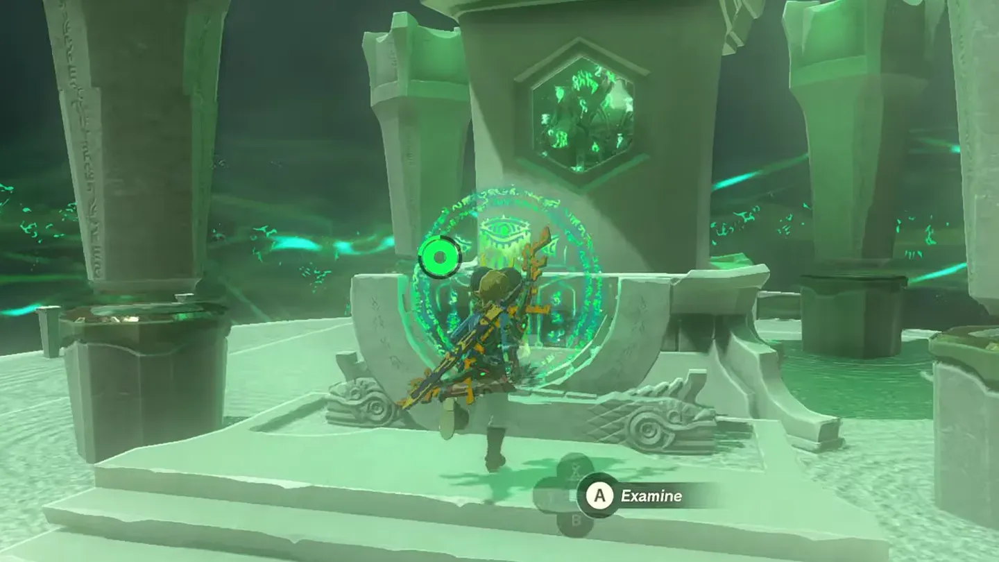 Link examining the altar