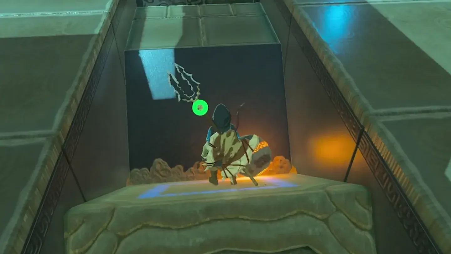 Link standing in the same launcher pit