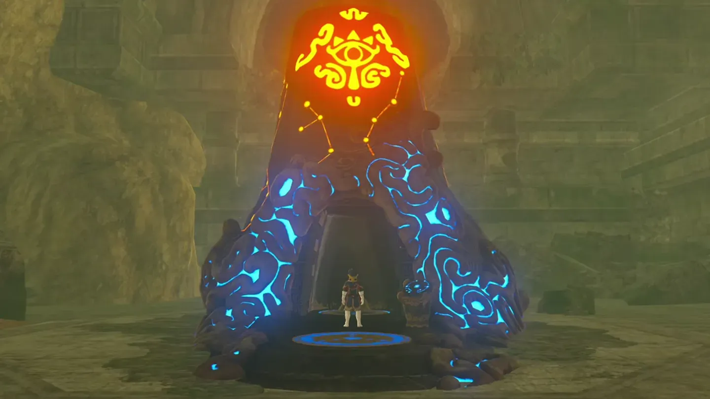 The shrine activated and glowing blue