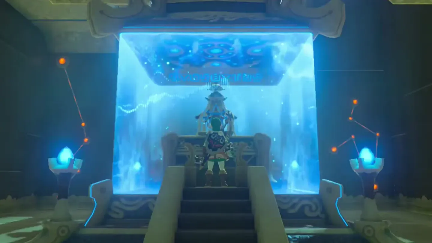 Link before the monk inside the glowing altar