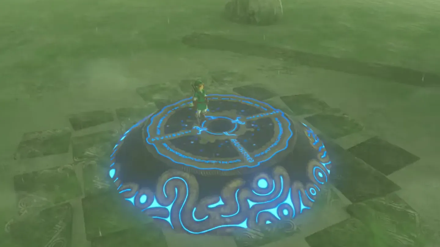 The pedestal turns blue with the orb in place