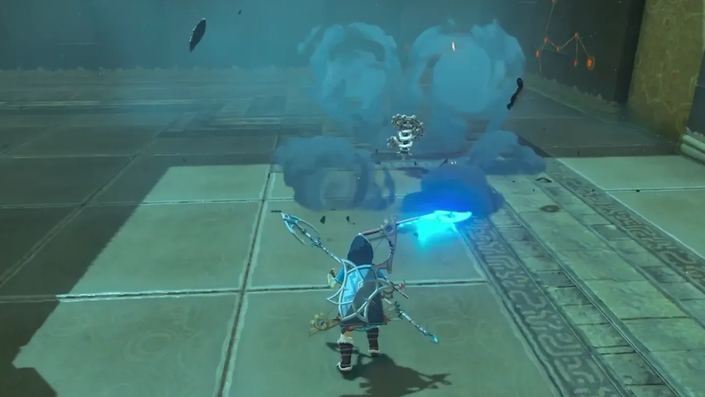 The Guardian Scout bursting apart in blue smoke