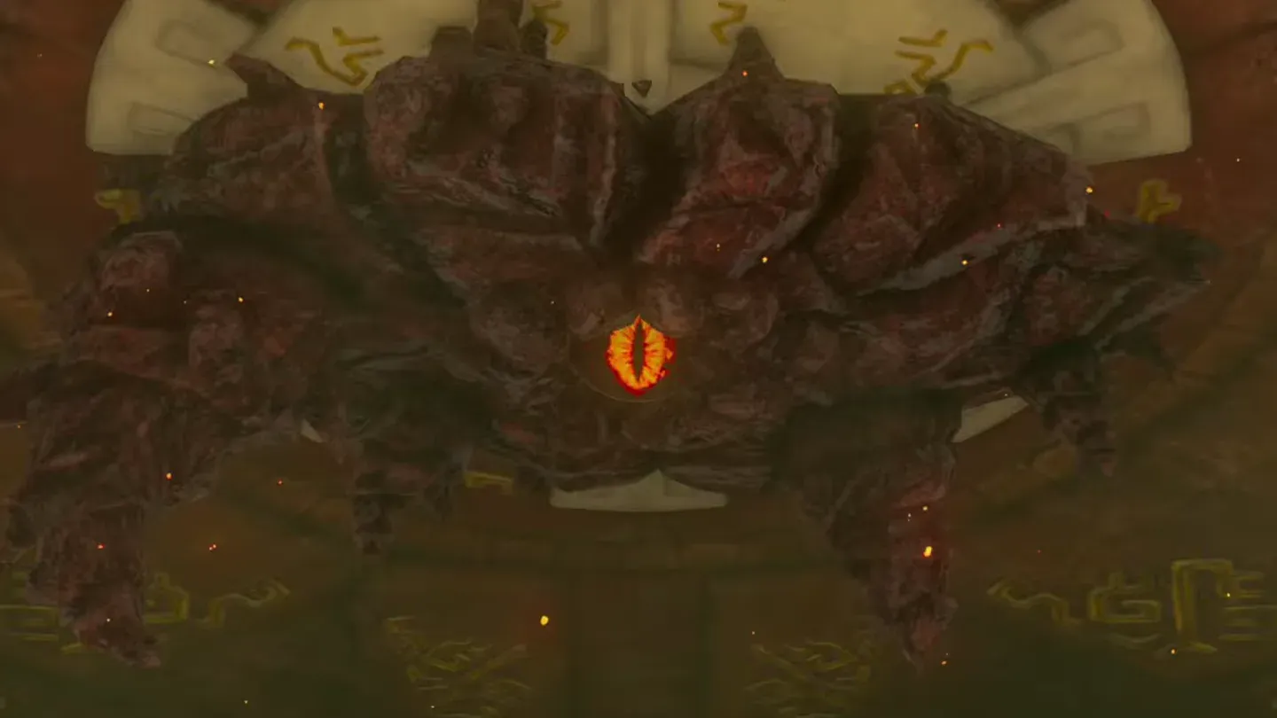 Marbled Gohma in its arena with a glowing eye on top