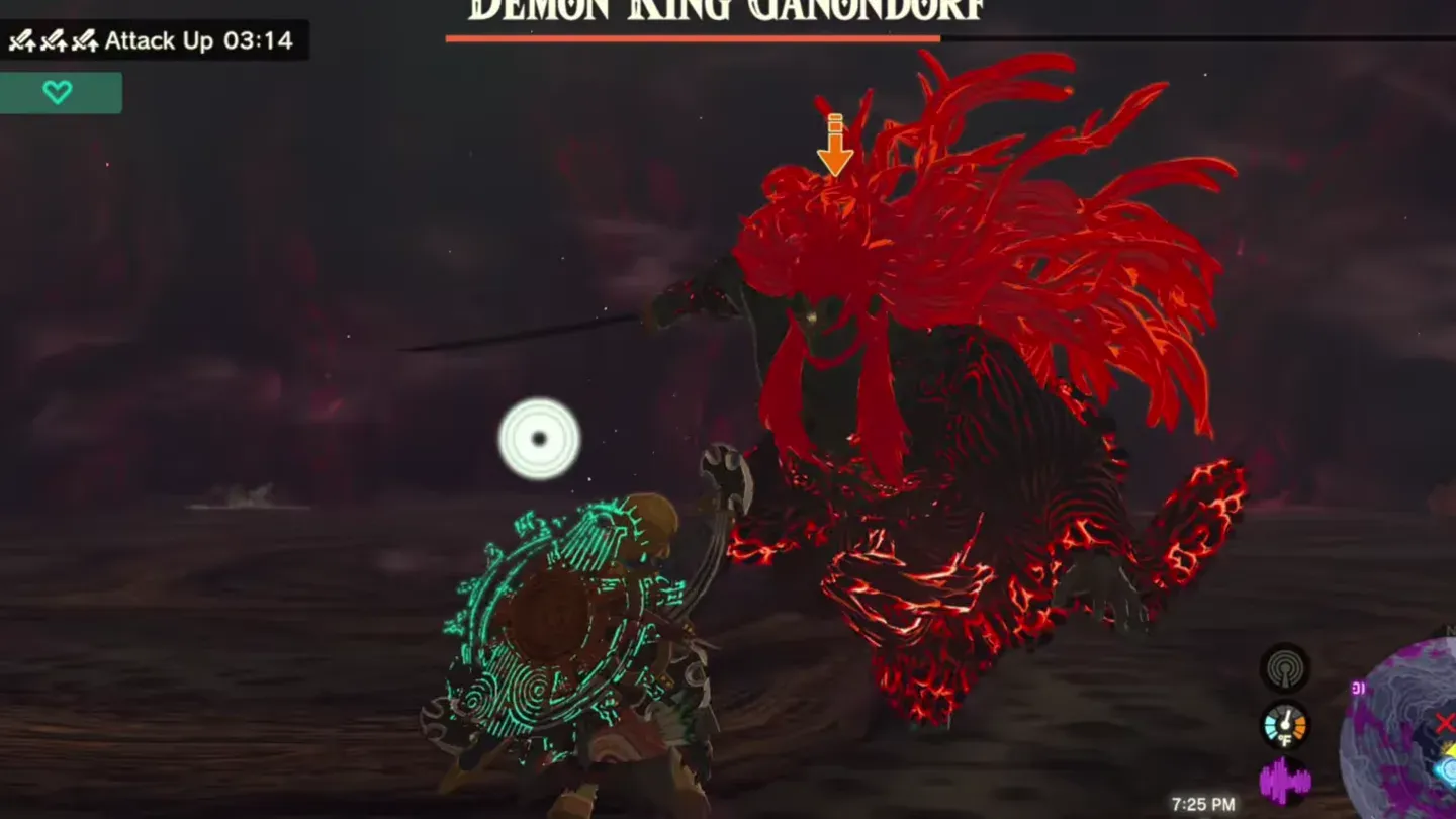 Ganondorf wrapped in red Gloom, close to Link