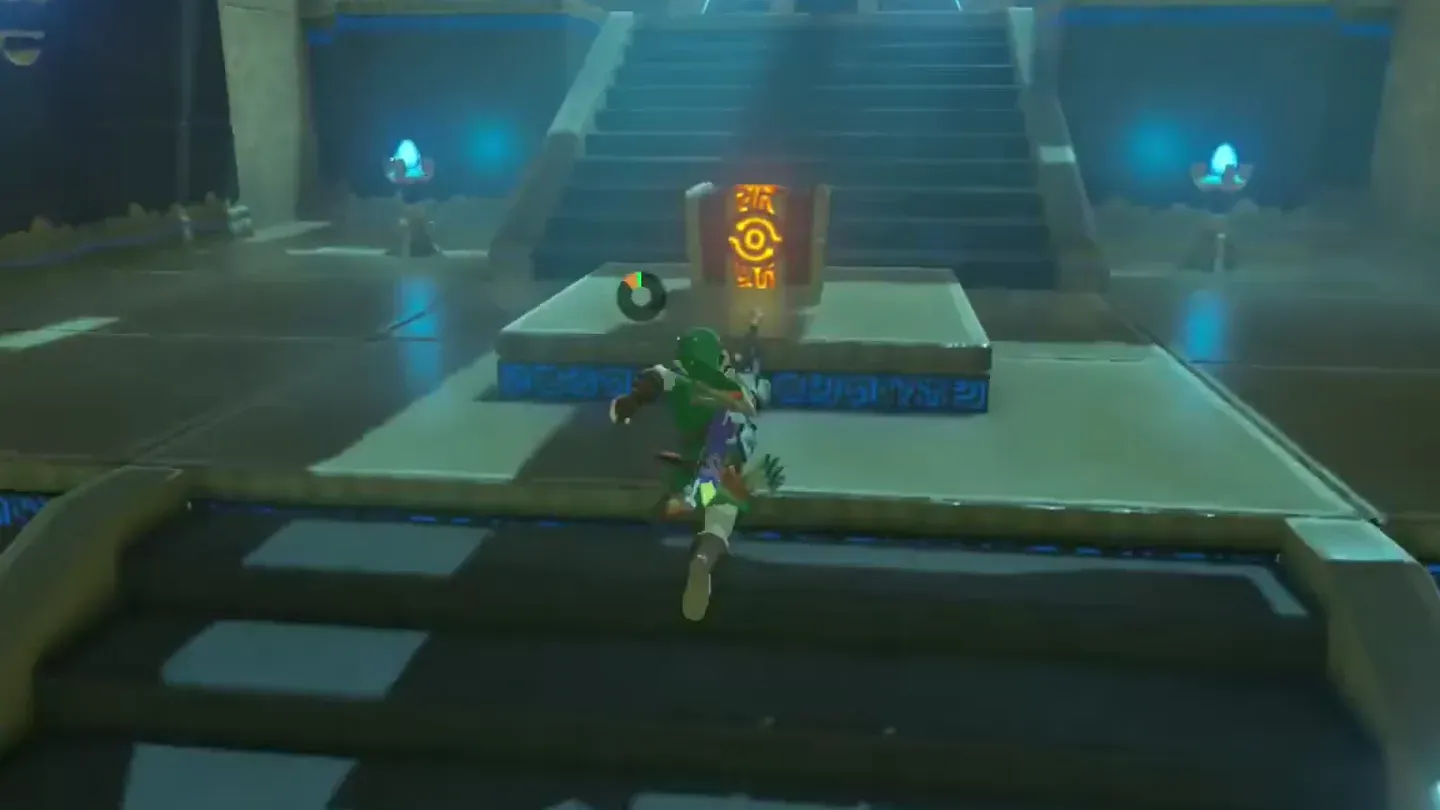 A treasure chest before the stairs to the monk