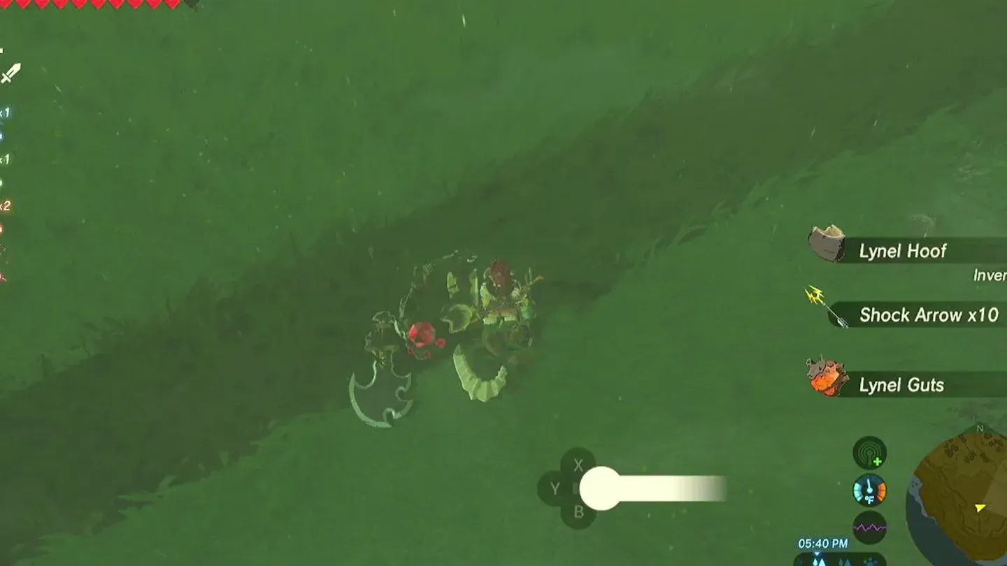 Pickup list showing Lynel Hoof, Shock Arrow x10 and Lynel Guts