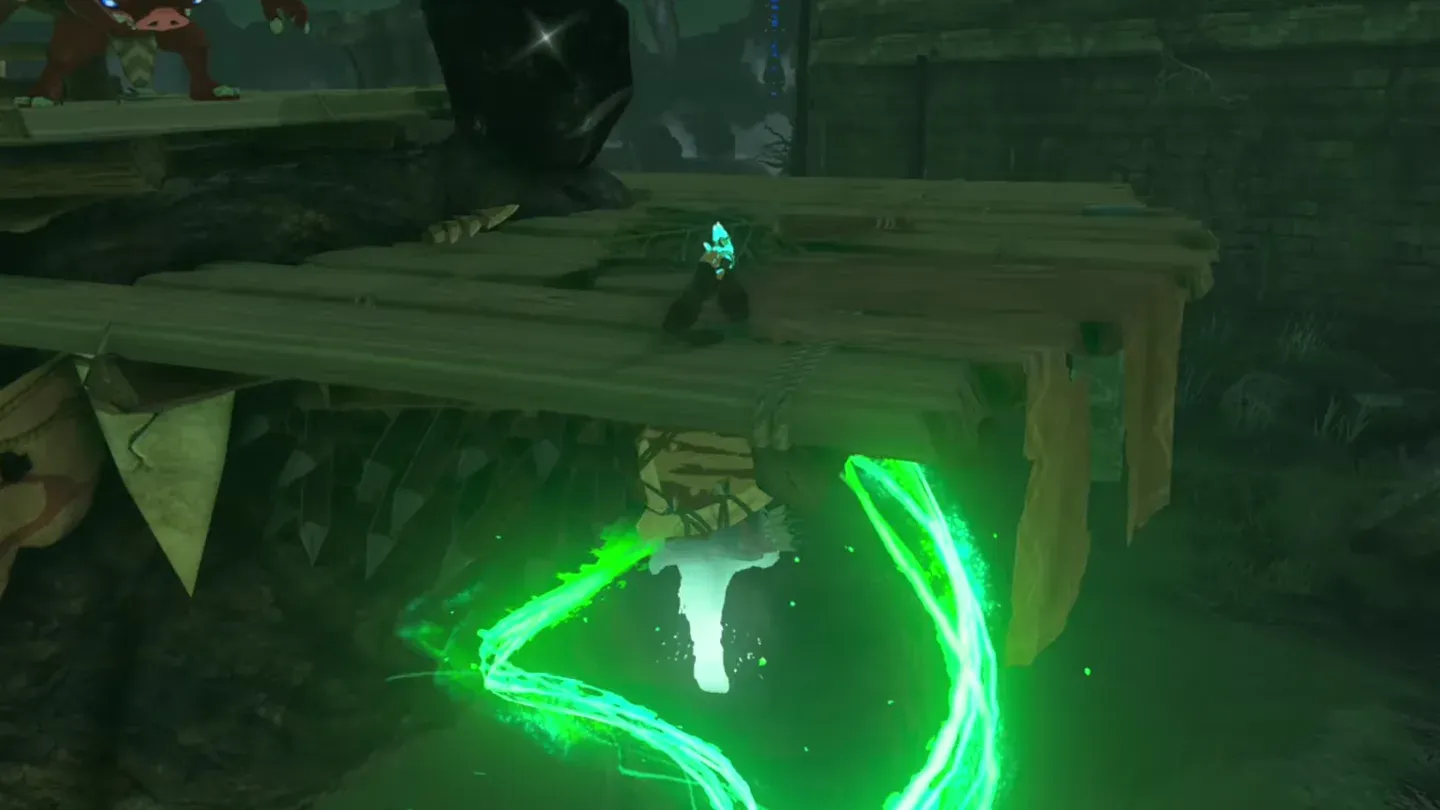 Link rising through the wooden deck with Ascend