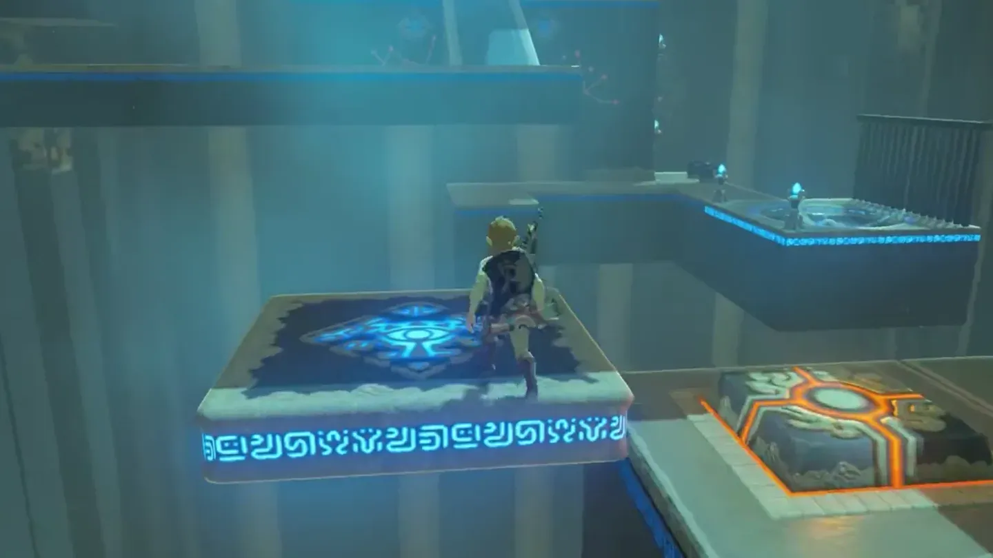 Link riding the moving platform across