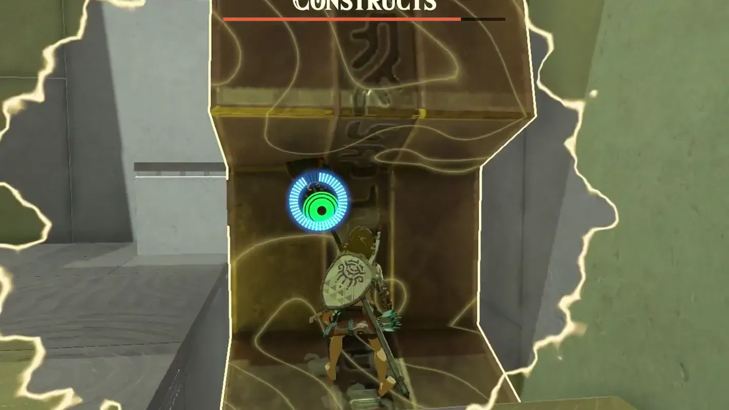 Link riding the giant gear with the Recall ring