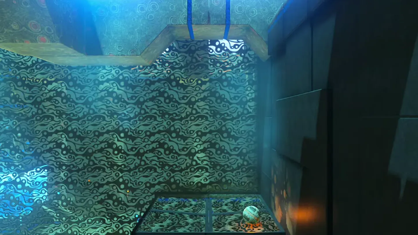 The drained room with the orb now in the slot