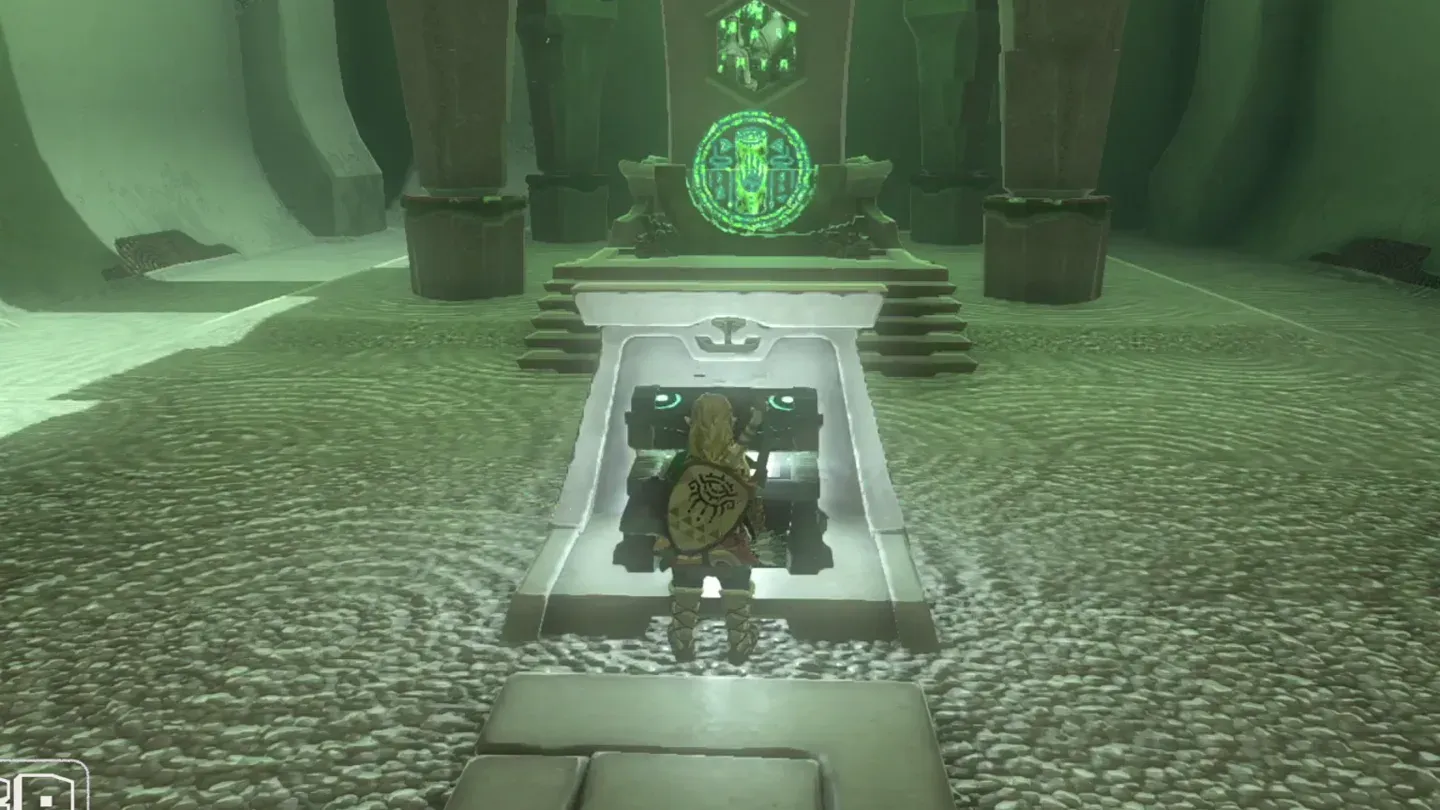 Link opening the chest in front of the altar