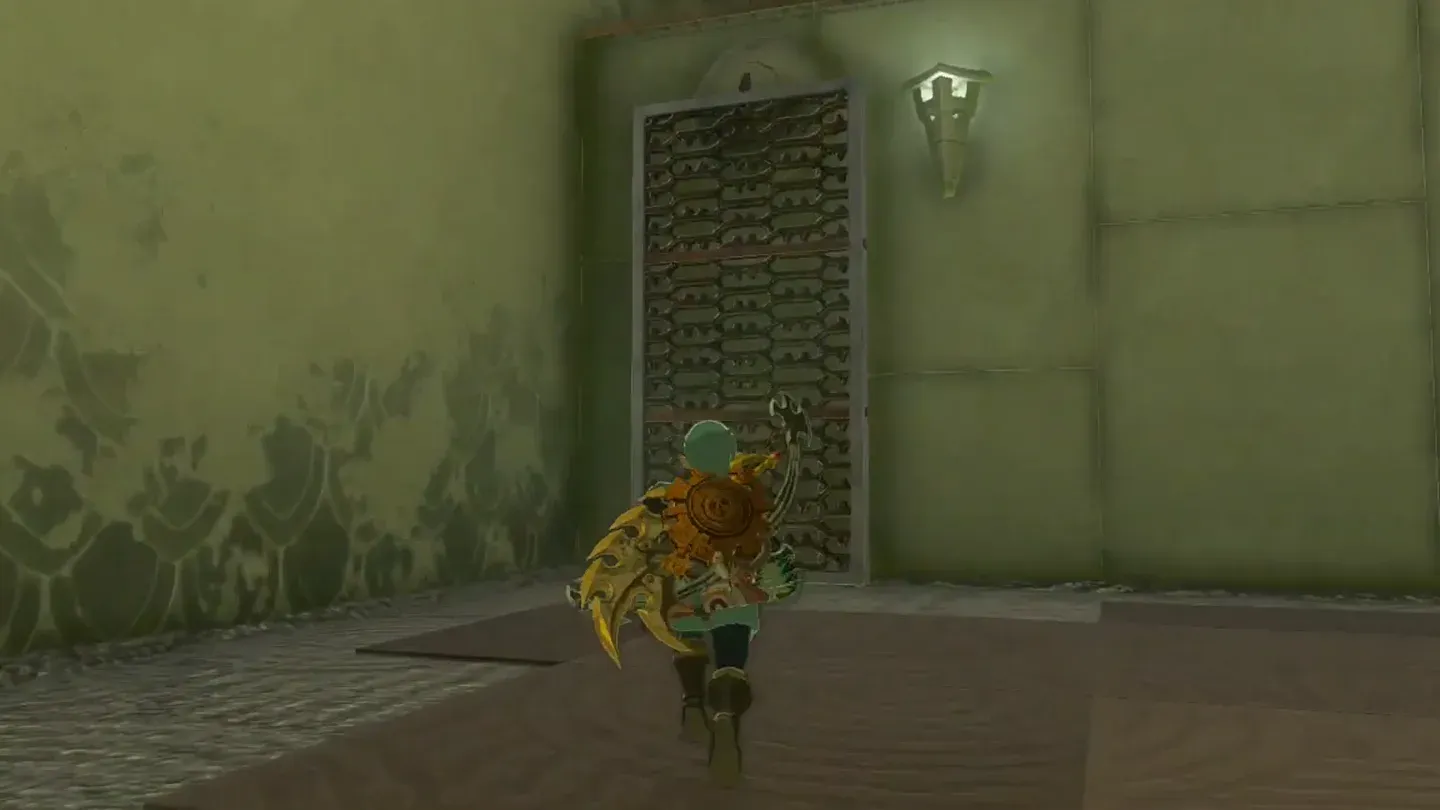 Link standing in the bowl of the catapult