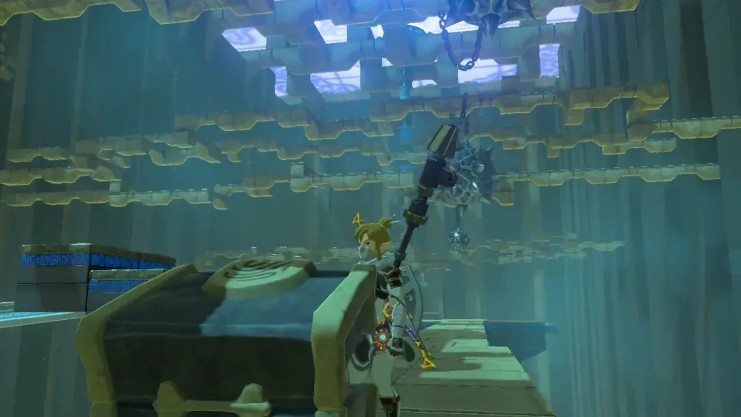 Link at the chest at the end of the spiked-ball passage