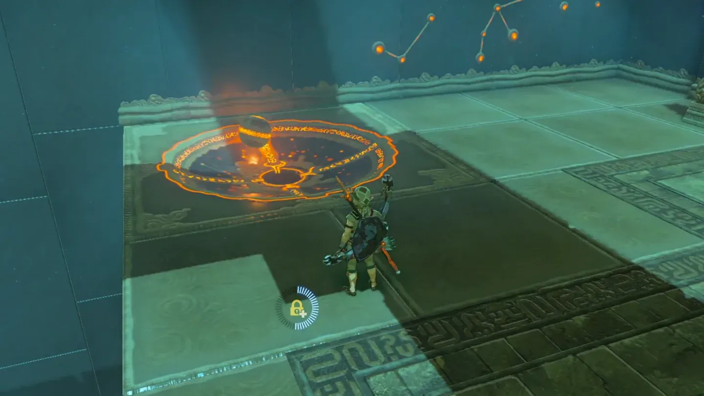 The orb dropping into the concave hollow
