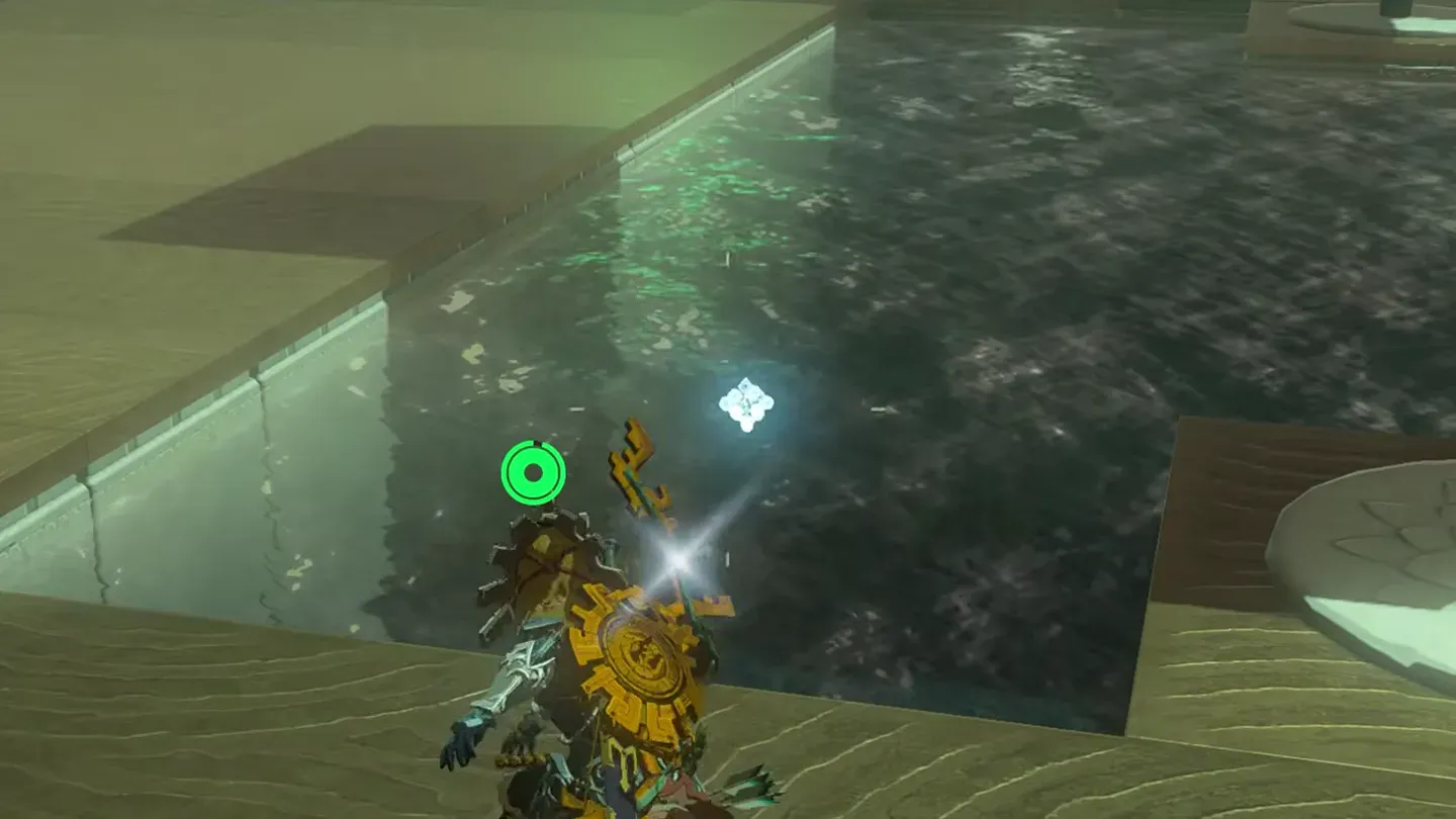 Link throwing an Ice Fruit into the pool