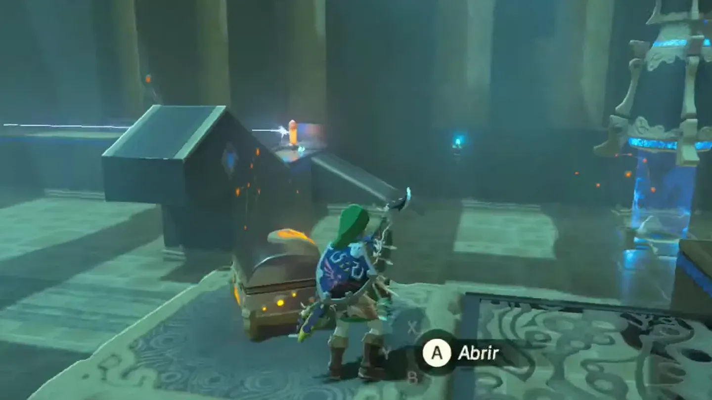 The chest resting on the floor switch next to Link