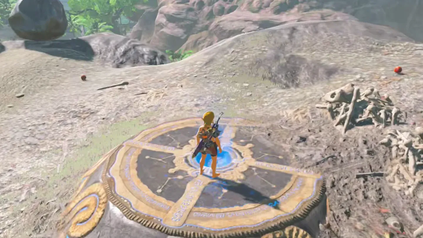 Link on the altar as the orb glows blue in the socket