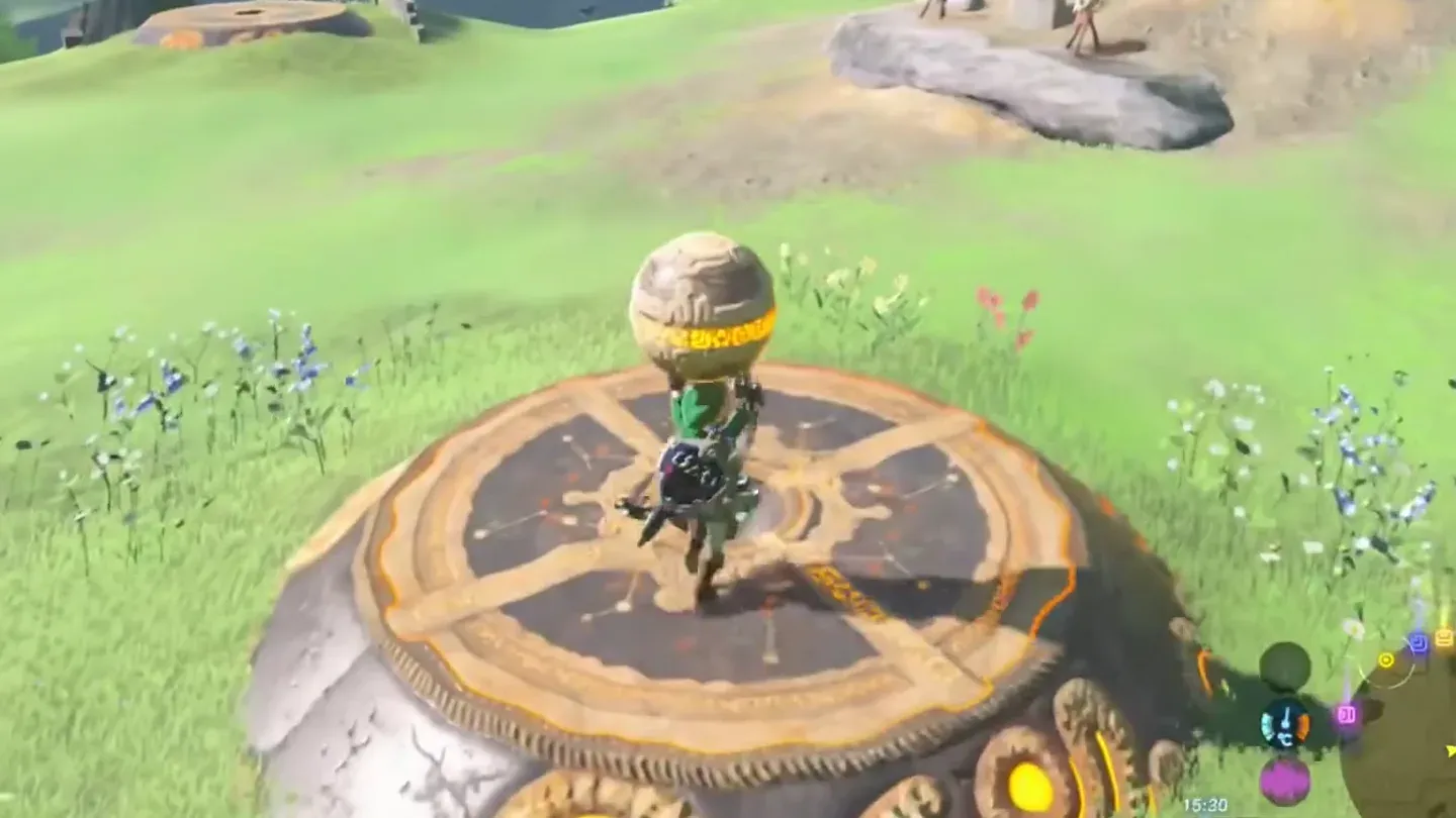 Link placing the orb on a pedestal