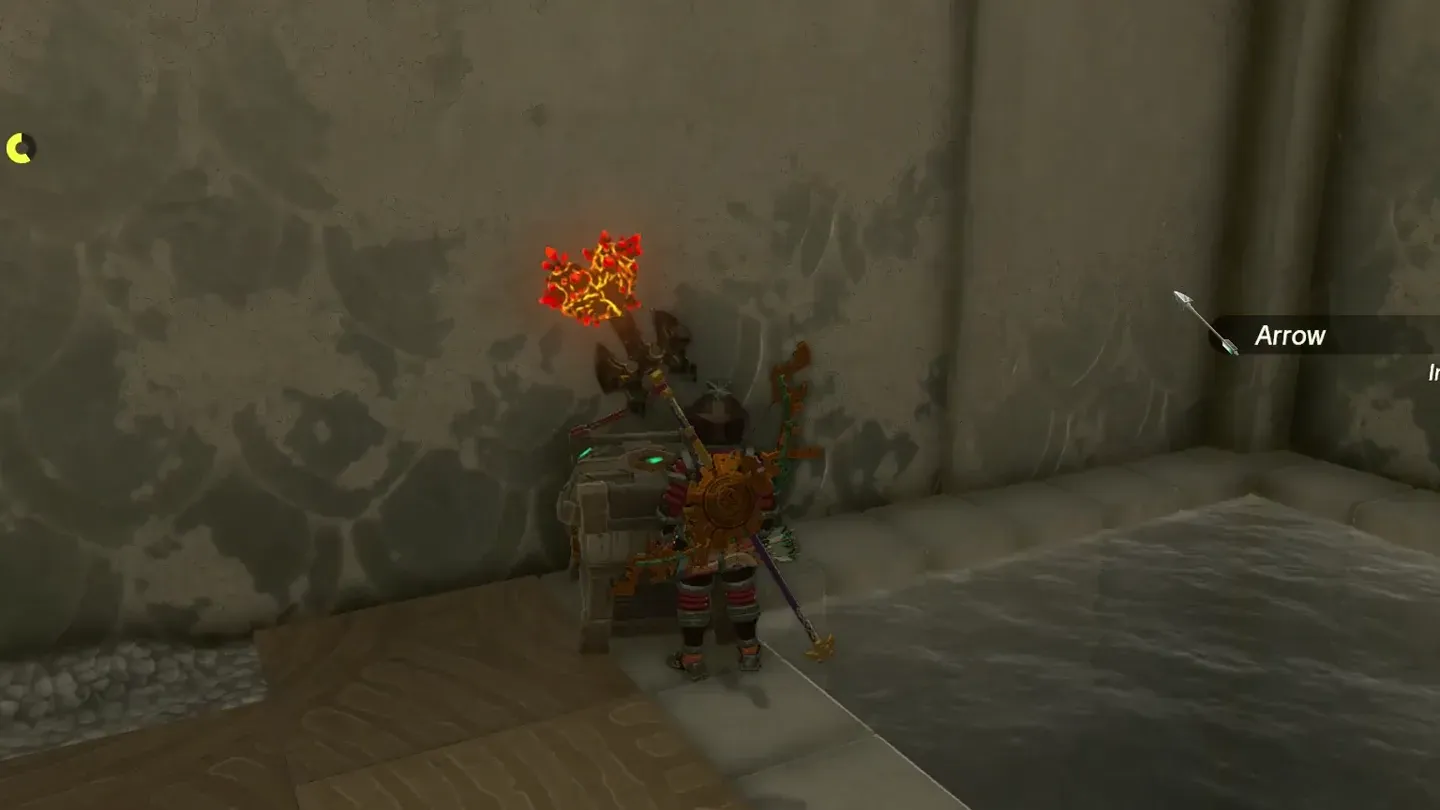 Link opening the fallen chest on the floor