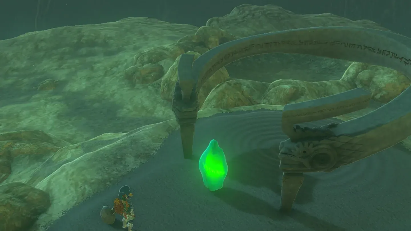 The crystal placed on the shrine's pedestal