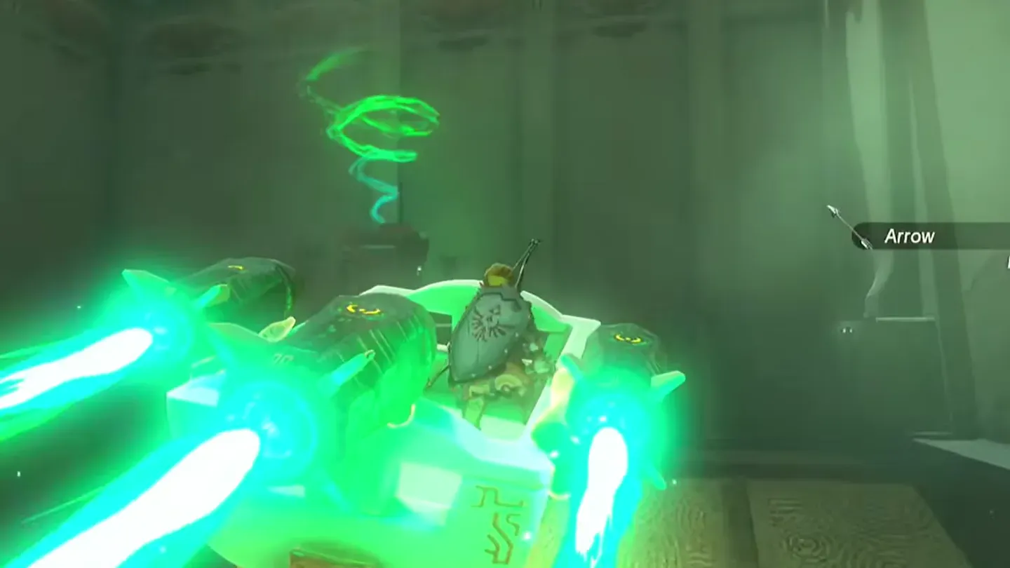Link riding the cart as both Rockets fire