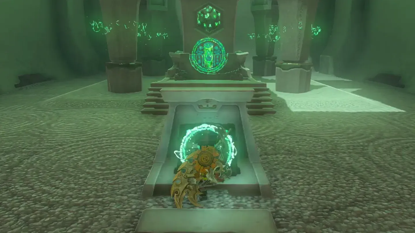 Link opening the chest in the altar chamber